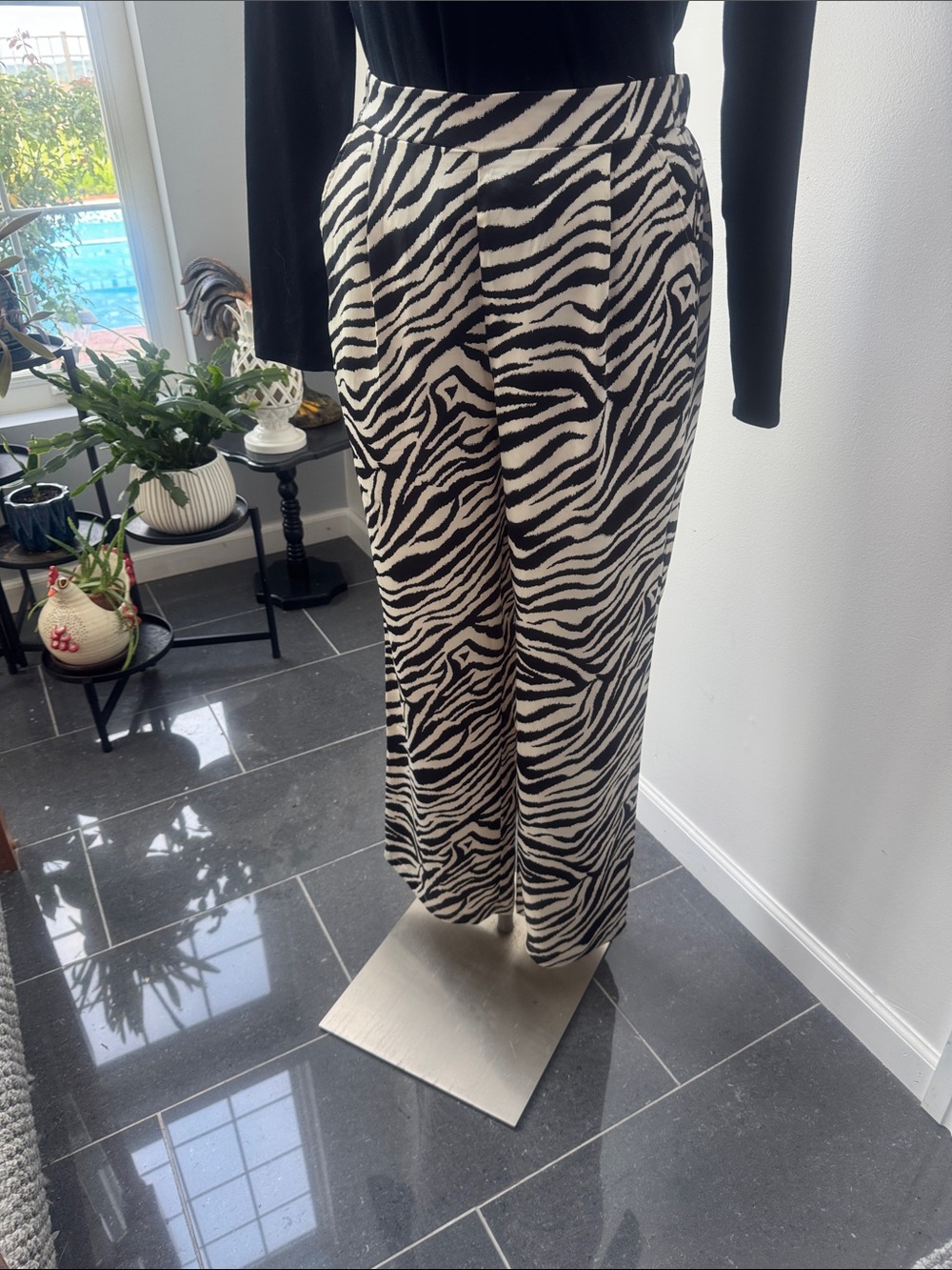 Rachel Zoe Black & White Zebra Wide-Leg Pants
